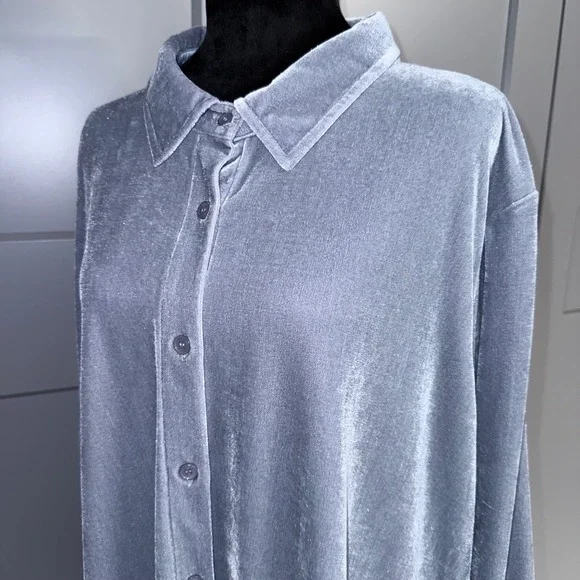 Soft Surroundings Velvet Boyfriend Tunic Button Down Shirt 3X Loungewear EUC - Picture 3 of 9